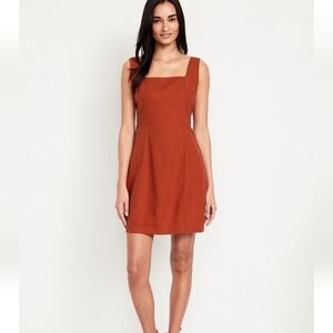 Linen Orange Mini Dress